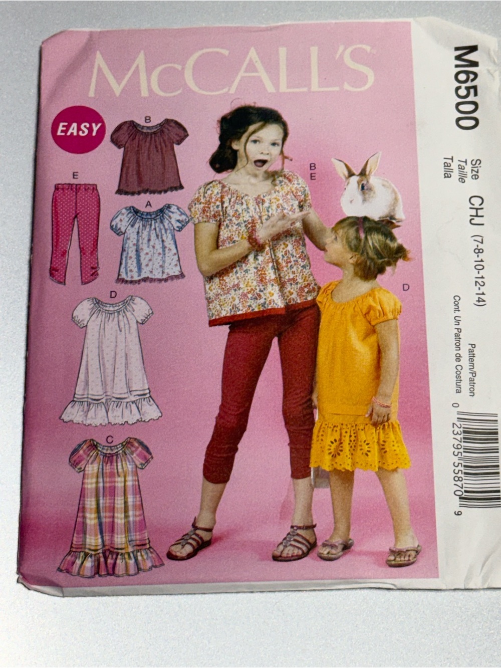 McCall’s M6500 Girls Tops, Pants, Dress Pattern Uncut